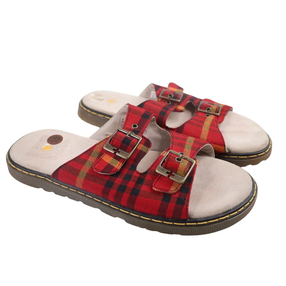 Dr. Martens Adalia Tartan Plaid Buckle Strap Sandals
